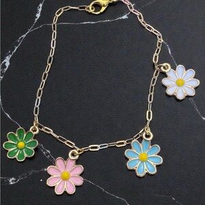 Daisy Charm Bracelet with Pastel Accents